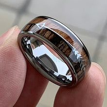 Load image into Gallery viewer, 8/6mm Fashion Tungsten Carbide Wood Rings Steel Arrow Inlay For Men