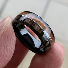 Load image into Gallery viewer, 8/6mm Fashion Tungsten Carbide Wood Rings Steel Arrow Inlay For Men