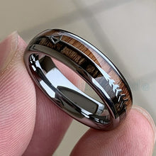 Load image into Gallery viewer, 8/6mm Fashion Tungsten Carbide Wood Rings Steel Arrow Inlay For Men
