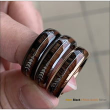Load image into Gallery viewer, 8/6mm Fashion Tungsten Carbide Wood Rings Steel Arrow Inlay For Men