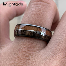 Load image into Gallery viewer, 8/6mm Fashion Tungsten Carbide Wood Rings Steel Arrow Inlay For Men