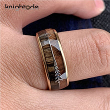 Load image into Gallery viewer, 8/6mm Fashion Tungsten Carbide Wood Rings Steel Arrow Inlay For Men