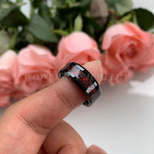 Load image into Gallery viewer, 8mm Black Mens Tungsten Rings Red Carbon Fiber and Dragon inlay - Sophornlilly