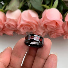 Load image into Gallery viewer, 8mm Black Mens Tungsten Rings Red Carbon Fiber and Dragon inlay - Sophornlilly