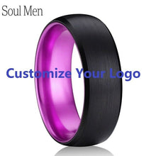 Load image into Gallery viewer, Black &amp; Purple Color Brushed Dome Tungsten Carbide Ring Comfort
