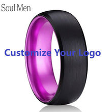 Load image into Gallery viewer, Black &amp; Purple Color Brushed Dome Tungsten Carbide Ring Comfort