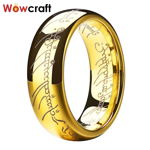 Gold Tungsten Rings Engraving for Men Wedding Bands Womens