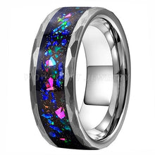 Load image into Gallery viewer, 8mm Hammered Tungsten Carbide Rings for Men Women Wedding Bands Galaxy