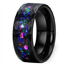 Load image into Gallery viewer, 8mm Hammered Tungsten Carbide Rings for Men Women Wedding Bands Galaxy