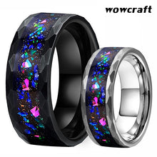 Load image into Gallery viewer, 8mm Hammered Tungsten Carbide Rings for Men Women Wedding Bands Galaxy
