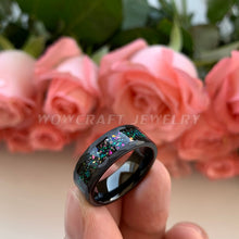 Load image into Gallery viewer, 8mm Hammered Tungsten Carbide Rings for Men Women Wedding Bands Galaxy
