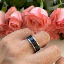 Load image into Gallery viewer, 8mm Hammered Tungsten Carbide Rings for Men Women Wedding Bands Galaxy