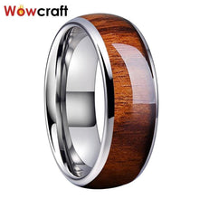 Load image into Gallery viewer, 8mm Koa Nature Wood Inlay Tungsten Carbide Ring for Men Wedding Band - Sophornlilly