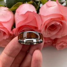 Load image into Gallery viewer, 8mm Koa Nature Wood Inlay Tungsten Carbide Ring for Men Wedding Band - Sophornlilly