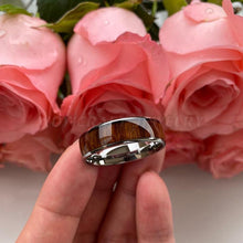 Load image into Gallery viewer, 8mm Koa Nature Wood Inlay Tungsten Carbide Ring for Men Wedding Band - Sophornlilly