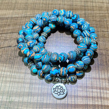 Load image into Gallery viewer, 8mm Malachite 108 Beads Lotus Pendant Necklace Bracelet Buddhism