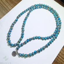 Load image into Gallery viewer, 8mm Malachite 108 Beads Lotus Pendant Necklace Bracelet Buddhism