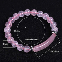 Natural Stone Strand Beads Bracelet Reiki Healing Pink Quartz - Sophornlilly