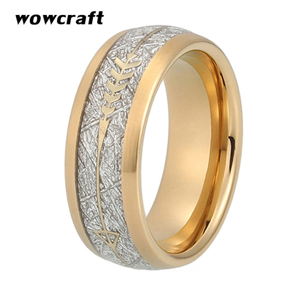 New Cool Gold Mens Tungsten Carbide Ring Womens Wedding Band