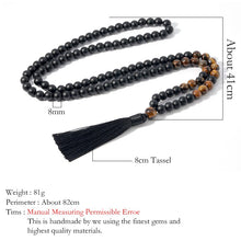 Load image into Gallery viewer, 8mm Yellow Tigers Eye, Matte Black Onyx, Japamala Sets, Spiritual Yoga