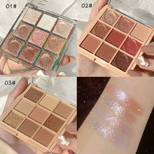 Load image into Gallery viewer, 9 Colors Eyeshadow Palette Matte Shimmering Naturally Long Lasting No