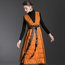 Load image into Gallery viewer, 90% Duck down dress winter women's luxury fashion v neck autumn and