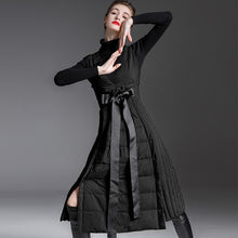 Load image into Gallery viewer, 90% Duck down dress winter women's luxury fashion v neck autumn and