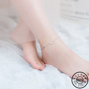 Sterling Silver Cubic Zirconia Moon Shape Party Anklets