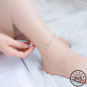 Sterling Silver Cubic Zirconia Moon Shape Party Anklets