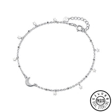 Load image into Gallery viewer, Sterling Silver Cubic Zirconia Moon Shape Party Anklets