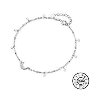 Sterling Silver Cubic Zirconia Moon Shape Party Anklets