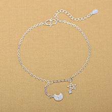 Load image into Gallery viewer, Sterling Silver Jewelry Star Moon Charm Anklet