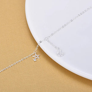 Sterling Silver Jewelry Star Moon Charm Anklet