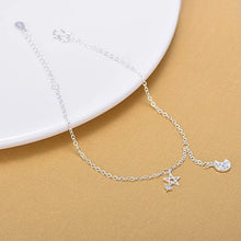 Load image into Gallery viewer, Sterling Silver Jewelry Star Moon Charm Anklet