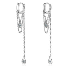 Load image into Gallery viewer, Sterling Silver Long Tassel Water Drop Shape Earrings