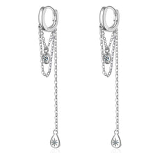 Load image into Gallery viewer, Sterling Silver Long Tassel Water Drop Shape Earrings