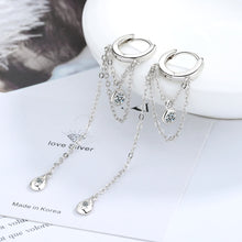 Load image into Gallery viewer, Sterling Silver Long Tassel Water Drop Shape Earrings