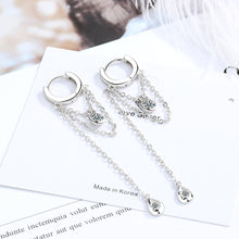 Load image into Gallery viewer, Sterling Silver Long Tassel Water Drop Shape Earrings