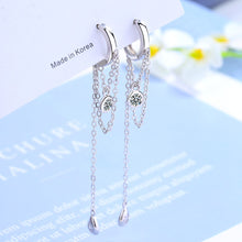 Load image into Gallery viewer, Sterling Silver Long Tassel Water Drop Shape Earrings