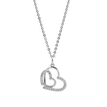 Load image into Gallery viewer, 925 Sterling Silver Necklace Double Heart Overlap Pendant Necklace For