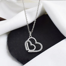 Load image into Gallery viewer, 925 Sterling Silver Necklace Double Heart Overlap Pendant Necklace For