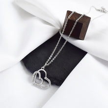 Load image into Gallery viewer, 925 Sterling Silver Necklace Double Heart Overlap Pendant Necklace For
