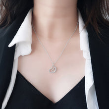 Load image into Gallery viewer, 925 Sterling Silver Necklace Double Heart Overlap Pendant Necklace For