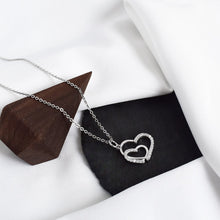 Load image into Gallery viewer, 925 Sterling Silver Necklace Double Heart Overlap Pendant Necklace For