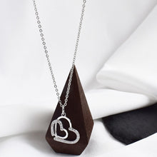 Load image into Gallery viewer, 925 Sterling Silver Necklace Double Heart Overlap Pendant Necklace For