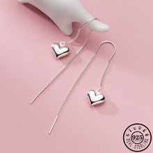 Load image into Gallery viewer, 925 Sterling Silver Solid Heart Shaped Pendant Ear Thread Long Chain