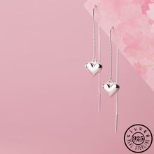 Load image into Gallery viewer, 925 Sterling Silver Solid Heart Shaped Pendant Ear Thread Long Chain