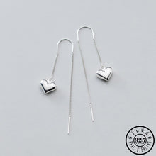 Load image into Gallery viewer, 925 Sterling Silver Solid Heart Shaped Pendant Ear Thread Long Chain