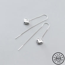 Load image into Gallery viewer, 925 Sterling Silver Solid Heart Shaped Pendant Ear Thread Long Chain