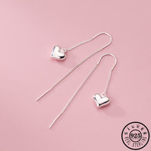 Load image into Gallery viewer, 925 Sterling Silver Solid Heart Shaped Pendant Ear Thread Long Chain